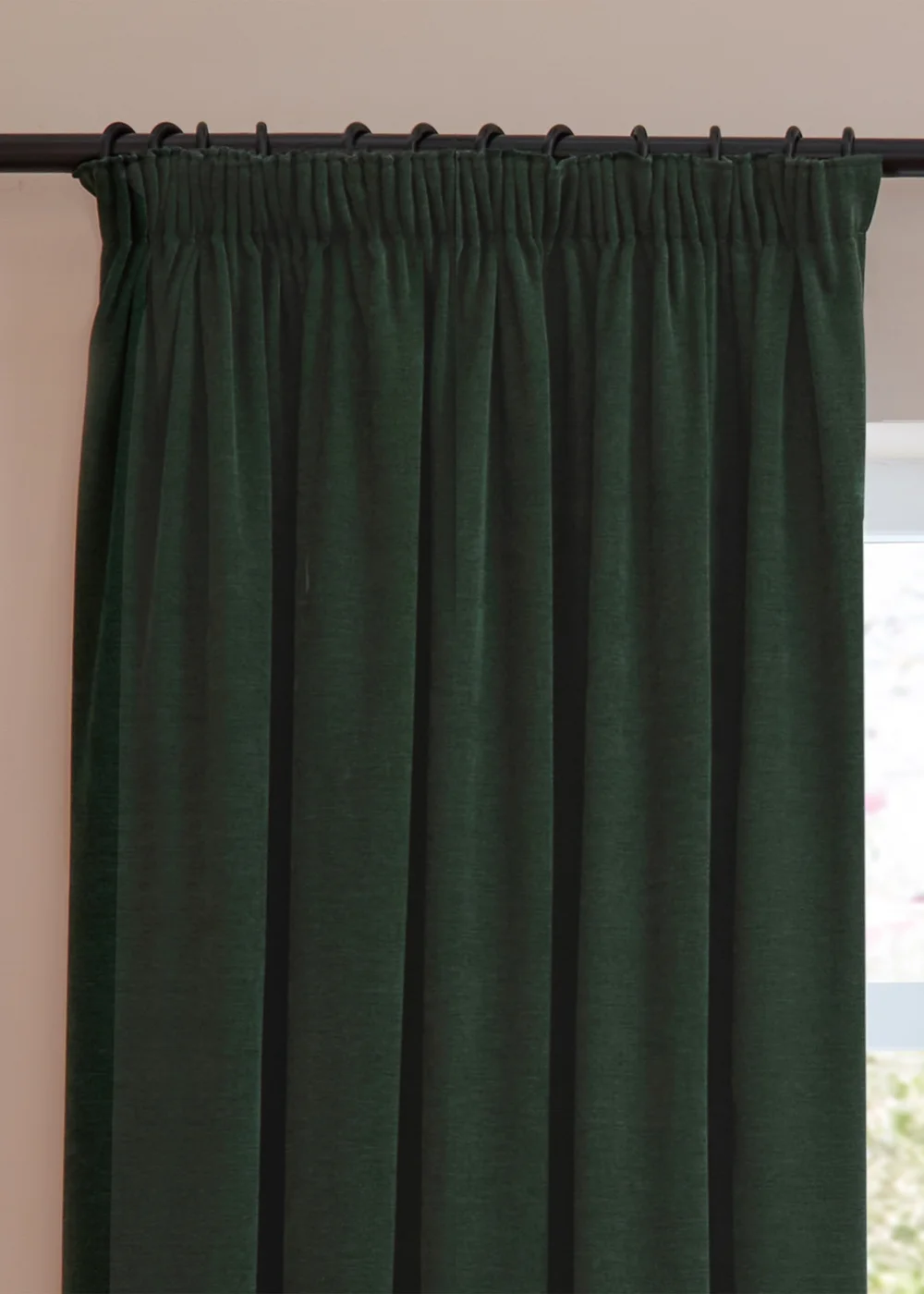 Furn Soft Chenille Blackout Pencil Pleat Curtain Pair Bottle Green - 46W X 54D (117x137cm Image 6