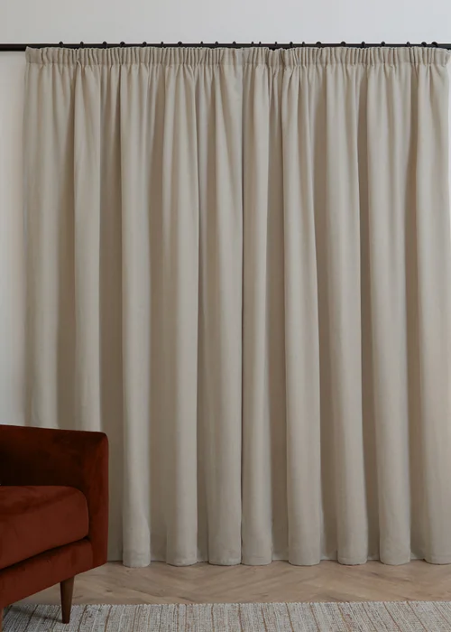 Furn Soft Chenille Blackout Pencil Pleat Curtain Pair Natural - 46W X 54D (117x137cm Image 3