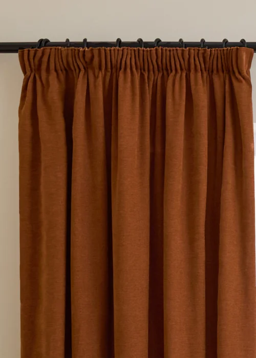 Furn Soft Chenille Blackout Pencil Pleat Curtain Pair Rust - 46W X 54D (117x137cm Image 6