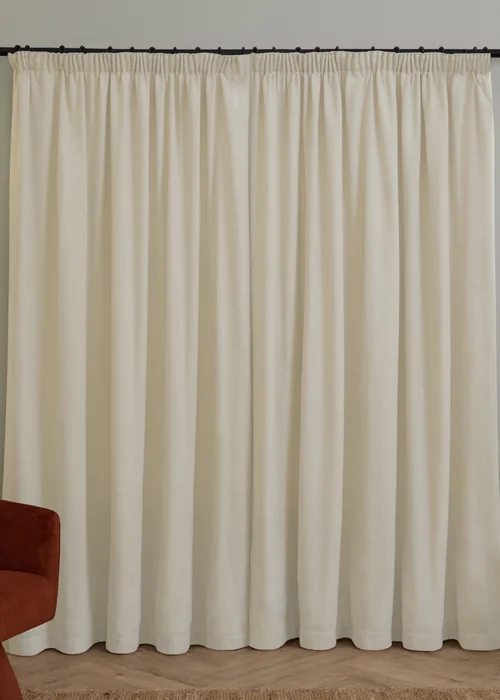 Furn Soft Chenille Blackout Pencil Pleat Curtain Pair Ecru - 46X X 72D (116x183cm) Image 3
