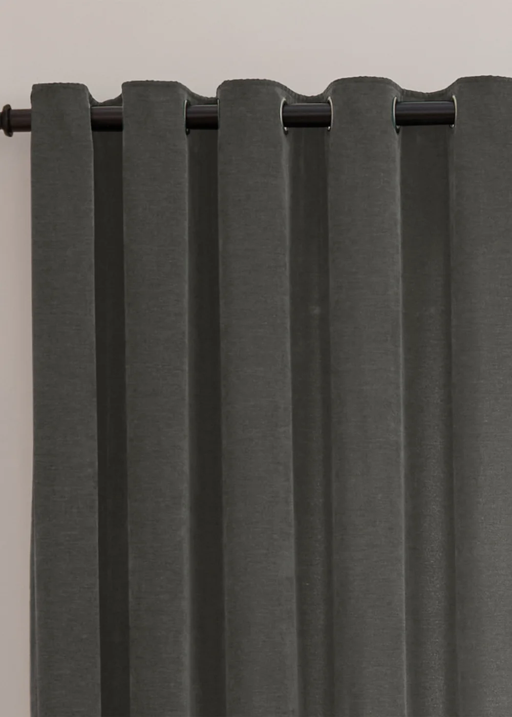 Furn Soft Chenille Blackout Eyelet Curtain Pair Charcoal Grey - 46W X 54D (117x137cm Image 6