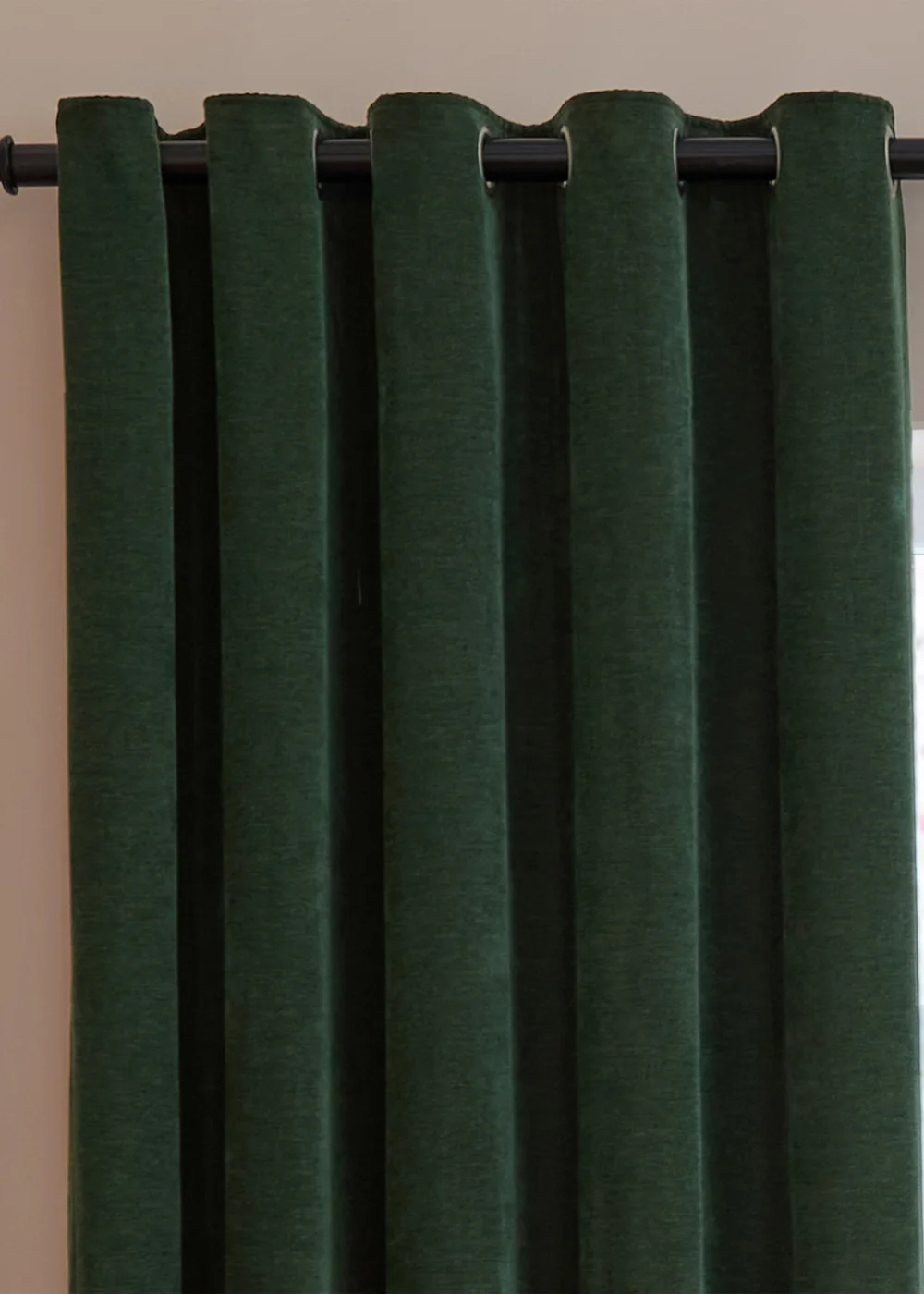 Furn Soft Chenille Blackout Eyelet Curtain Pair Bottle Green - 46W X 54D (117x137cm Image 6