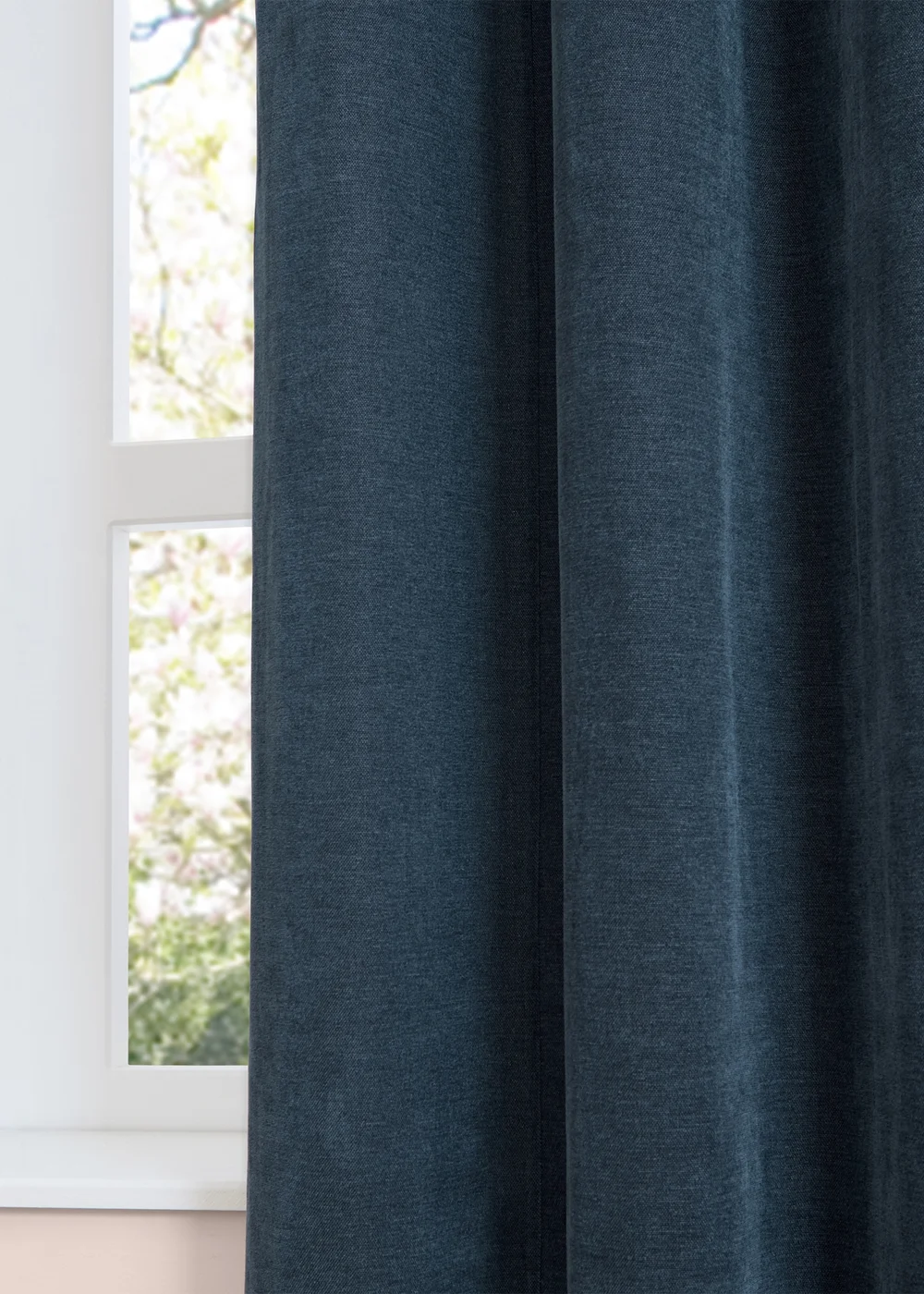 Furn Soft Chenille Blackout Eyelet Curtain Pair Navy - 46W X 54D (117x137cm Image 4