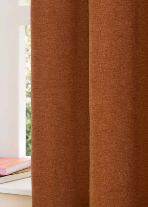 Furn Soft Chenille Blackout Eyelet Curtain Pair Rust - 46W X 54D (117x137cm Image 4