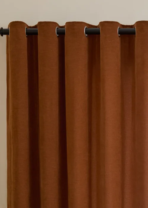 Furn Soft Chenille Blackout Eyelet Curtain Pair Rust - 46W X 54D (117x137cm Image 6