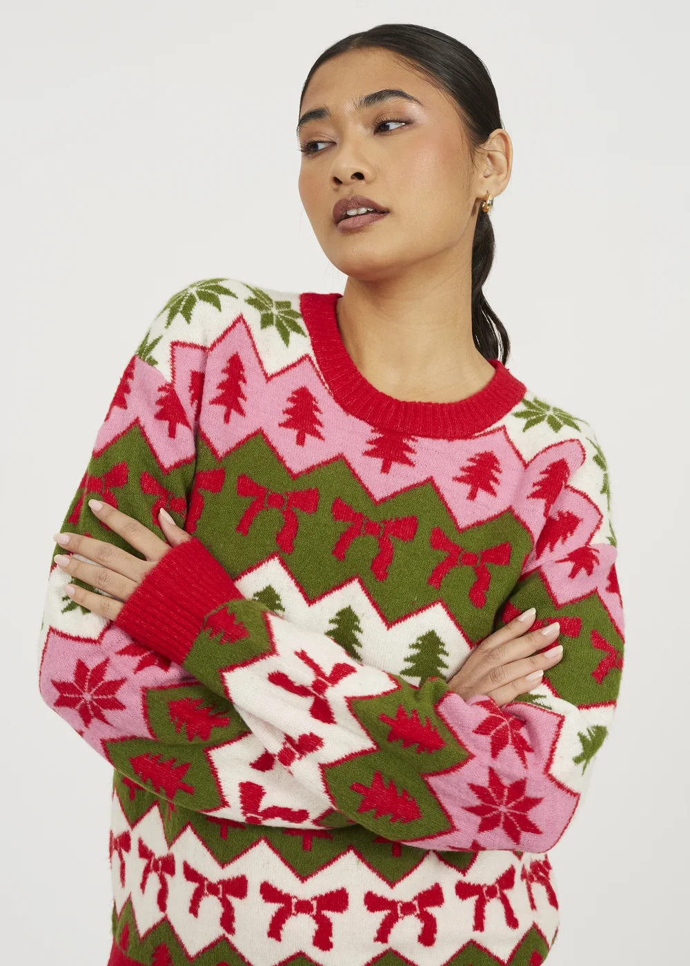 Brave Soul Red Fairisle Christmas Jumper - L Image 3