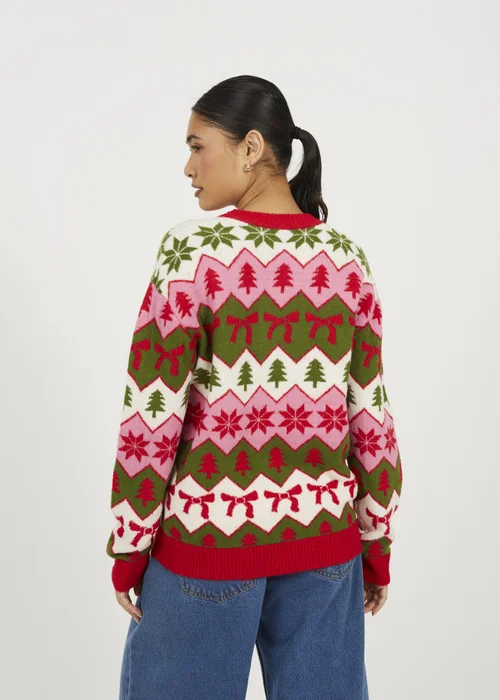 Brave Soul Red Fairisle Christmas Jumper - L Image 2