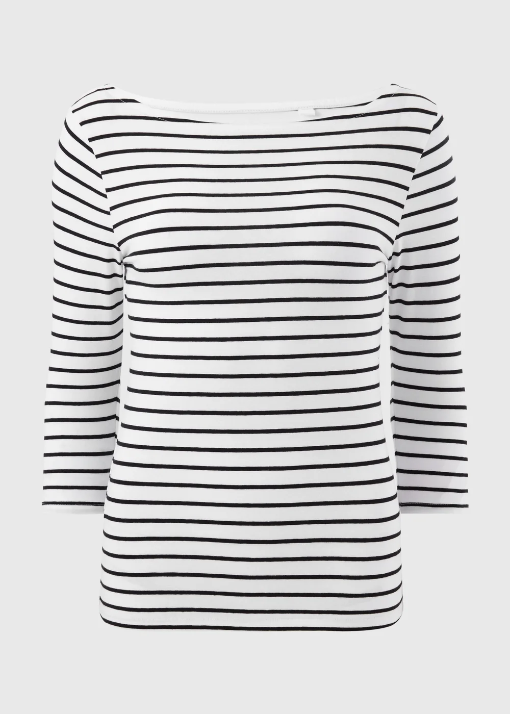 Navy Stripe 3/4 Sleeve Fitted T-Shirt - 12 Image 4