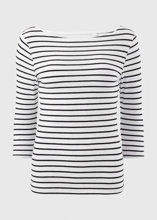 Navy Stripe 3/4 Sleeve Fitted T-Shirt - 12 Image 4