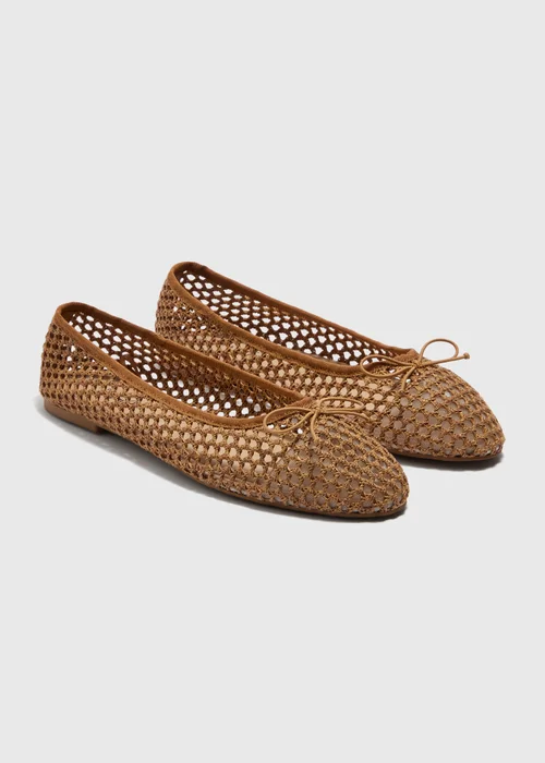 Tan Woven Ballet Pumps - 3 Image 1