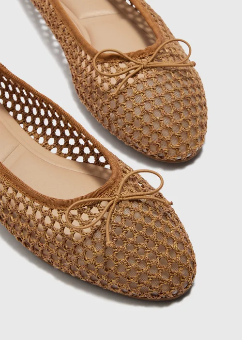 Tan Woven Ballet Pumps - 3 Image 2