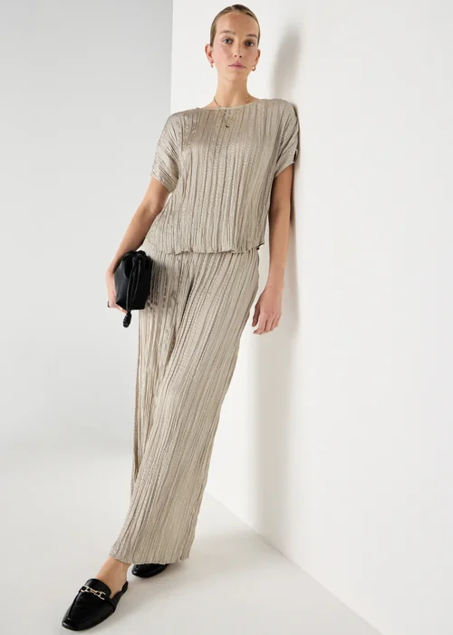 Et Vous Taupe Crinkle Satin Co Ord Top - XL Image 3