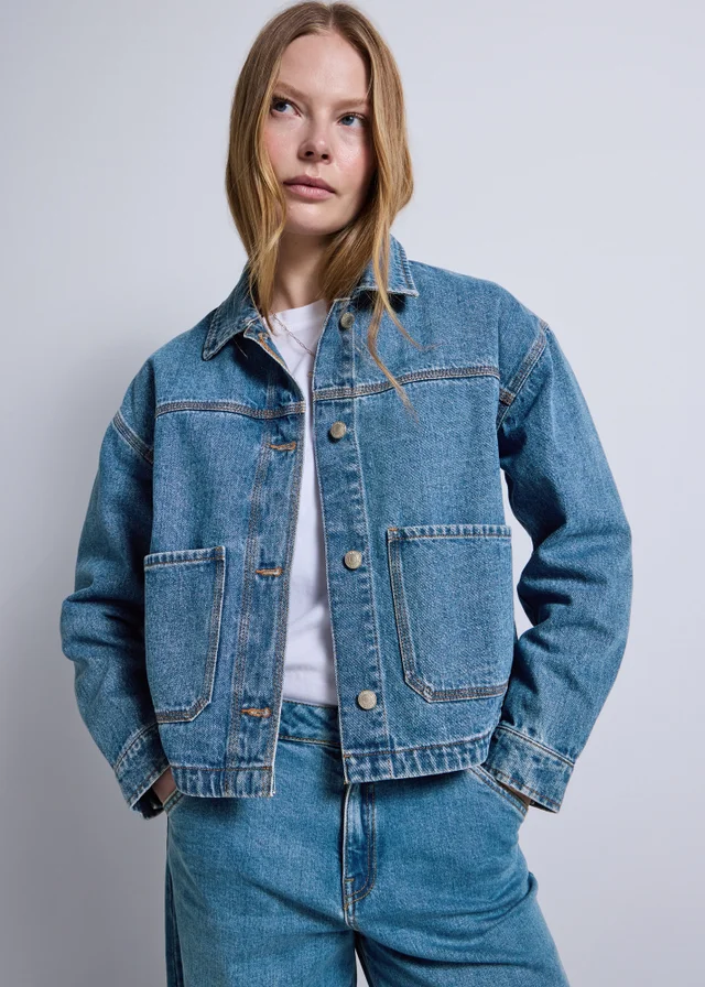 Mid Wash Denim Shacket