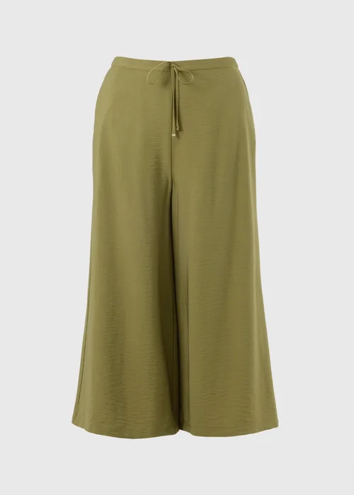 Olive Twill Wide Leg Culotte Trousers - 10 Image 4