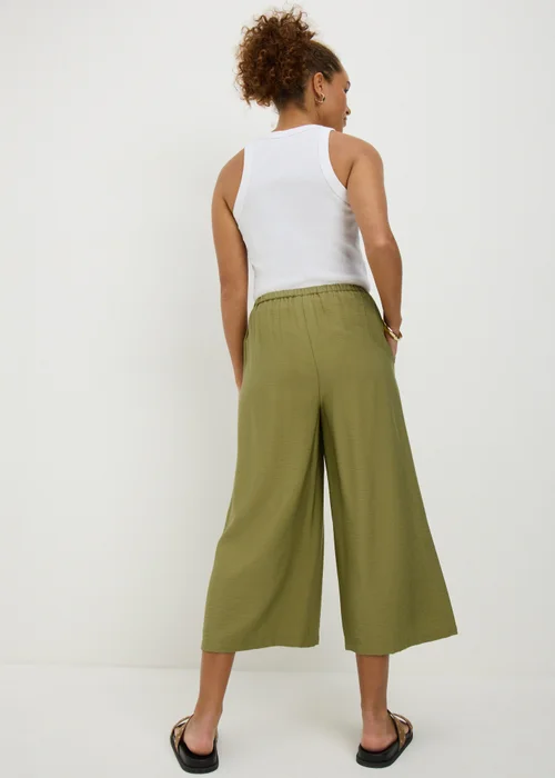 Olive Twill Wide Leg Culotte Trousers - 10 Image 2