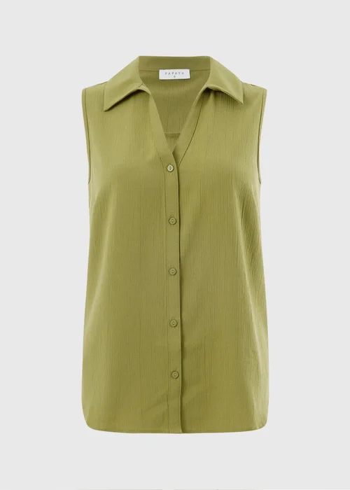 Khaki Sleeveless Clipper Shirt - 26 Image 4
