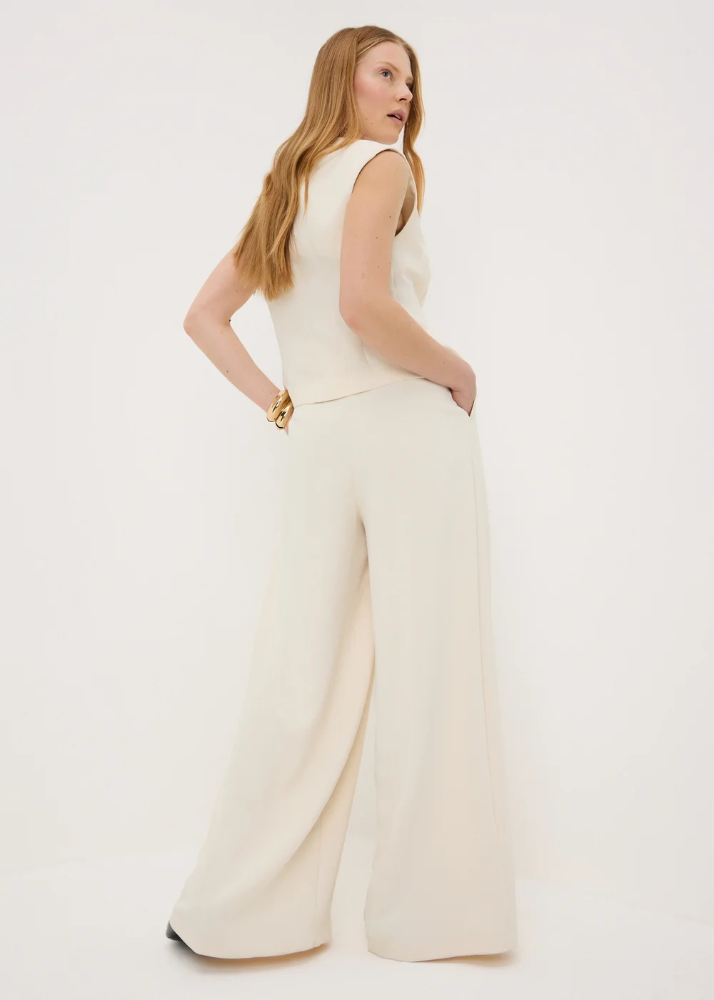 Et Vous Cream Wide Leg Co Ord Trousers - 8/L29 Image 2
