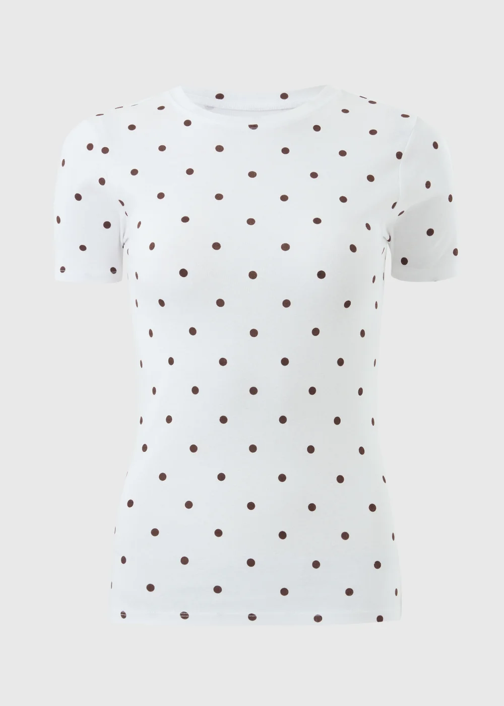 Chocolate Brown Polka Dot Fitted T-Shirt - 24 Image 4