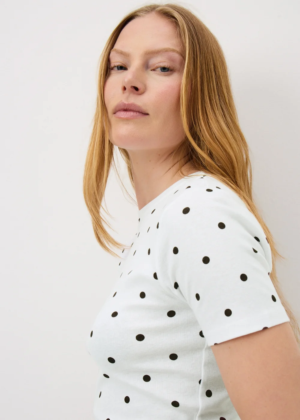 Chocolate Brown Polka Dot Fitted T-Shirt - 24 Image 3