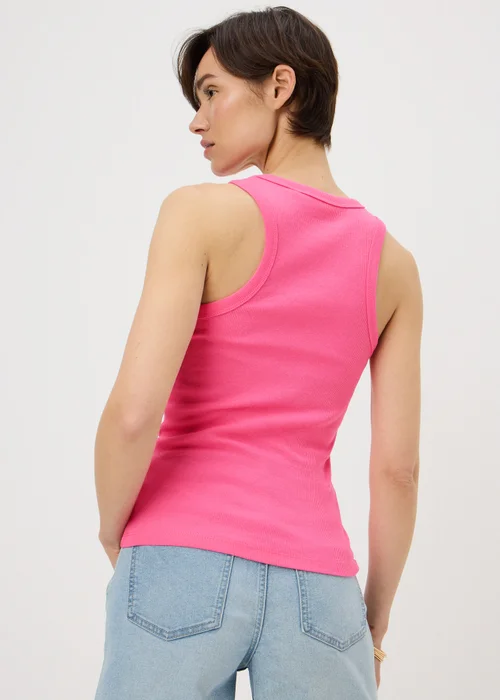 Pink Ribbed High Neck Vest Top - 12 Image 2