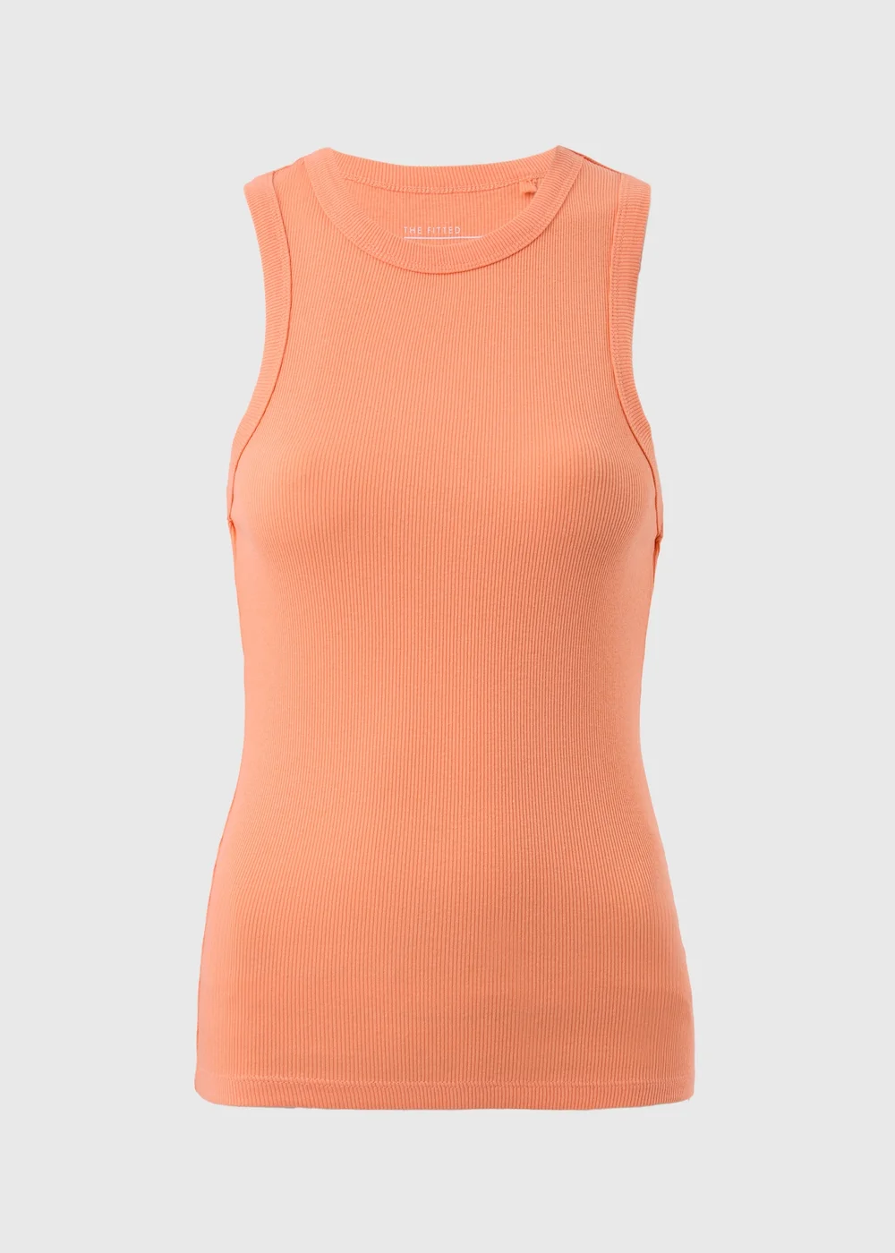Orange Ribbed High Neck Vest Top - Size 8 Image 1