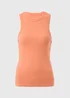 Orange Ribbed High Neck Vest Top - Size 8 Image 1