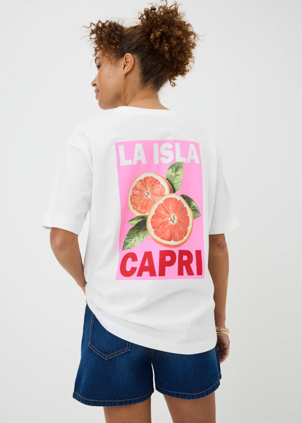 White Capri Back Graphic T-Shirt - S Image 2