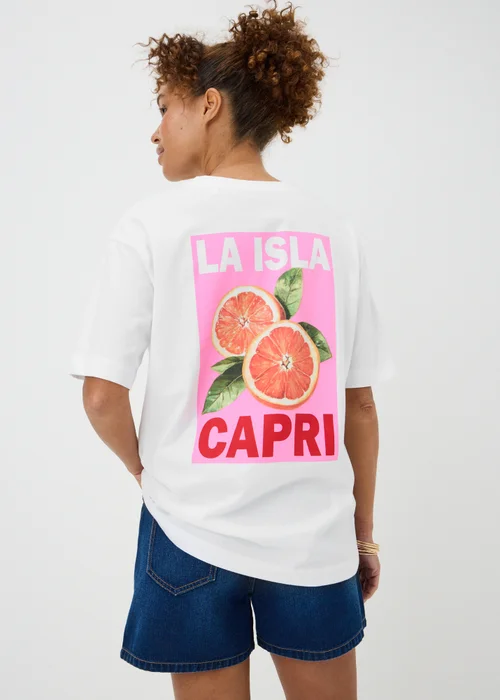 White Capri Back Graphic T-Shirt - S Image 2
