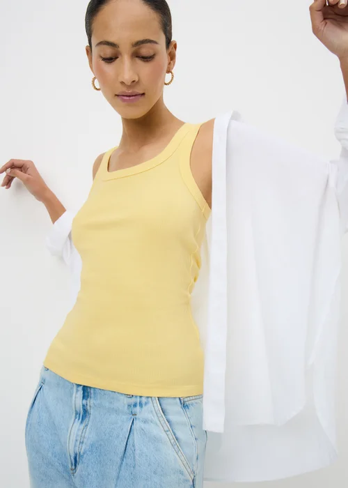 Yellow Ribbed Scoop Vest Top - 18 Image 1