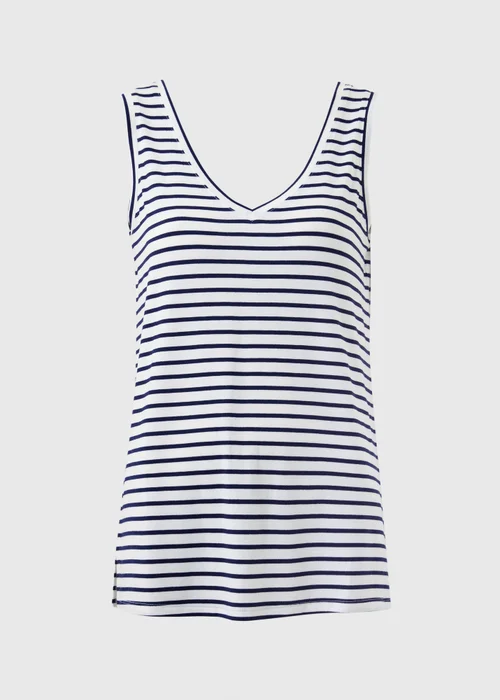 Navy Stripe V-Neck Vest Top - S Image 3
