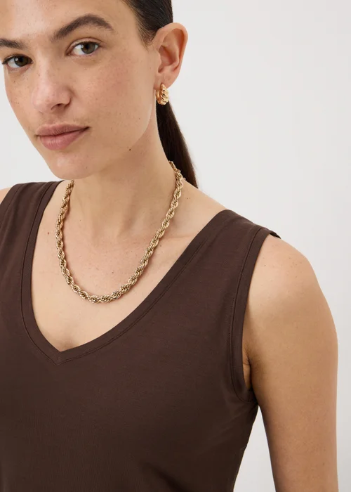 Chocolate Brown V-Neck Vest Top - Small Image 2