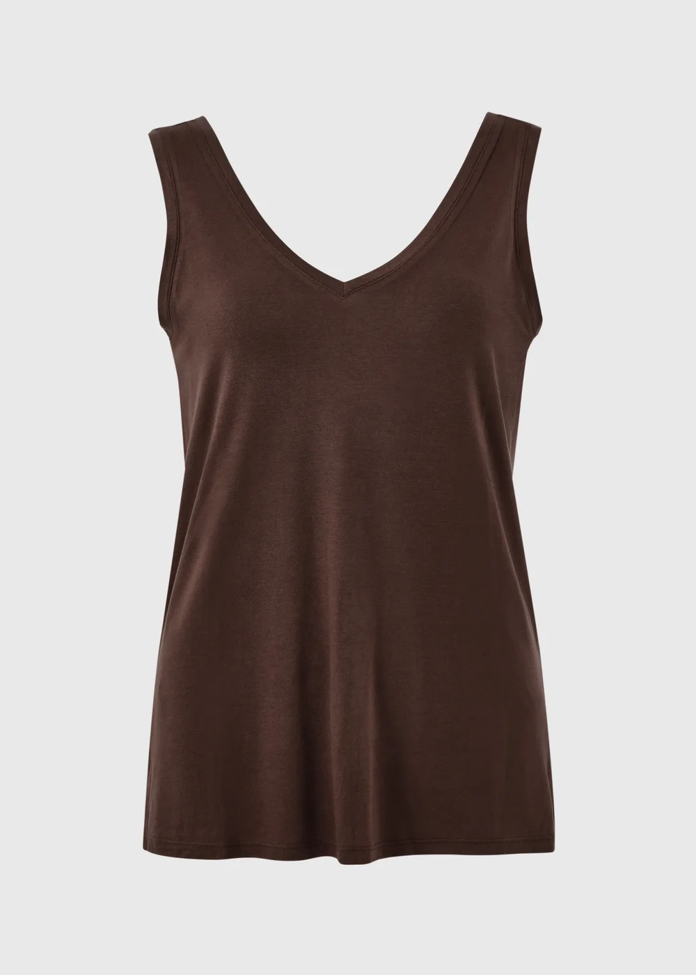 Chocolate Brown V-Neck Vest Top - Small Image 4