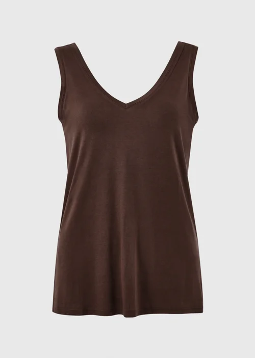 Chocolate Brown V-Neck Vest Top - Small Image 4
