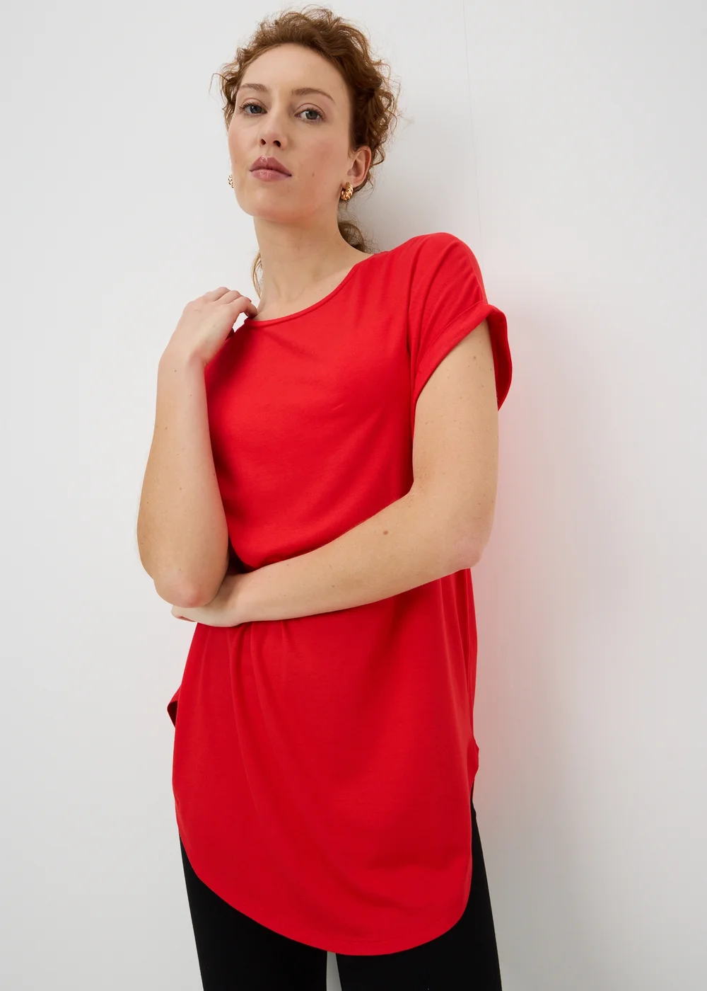 Red Relaxed Longline T-Shirt - S Image 1