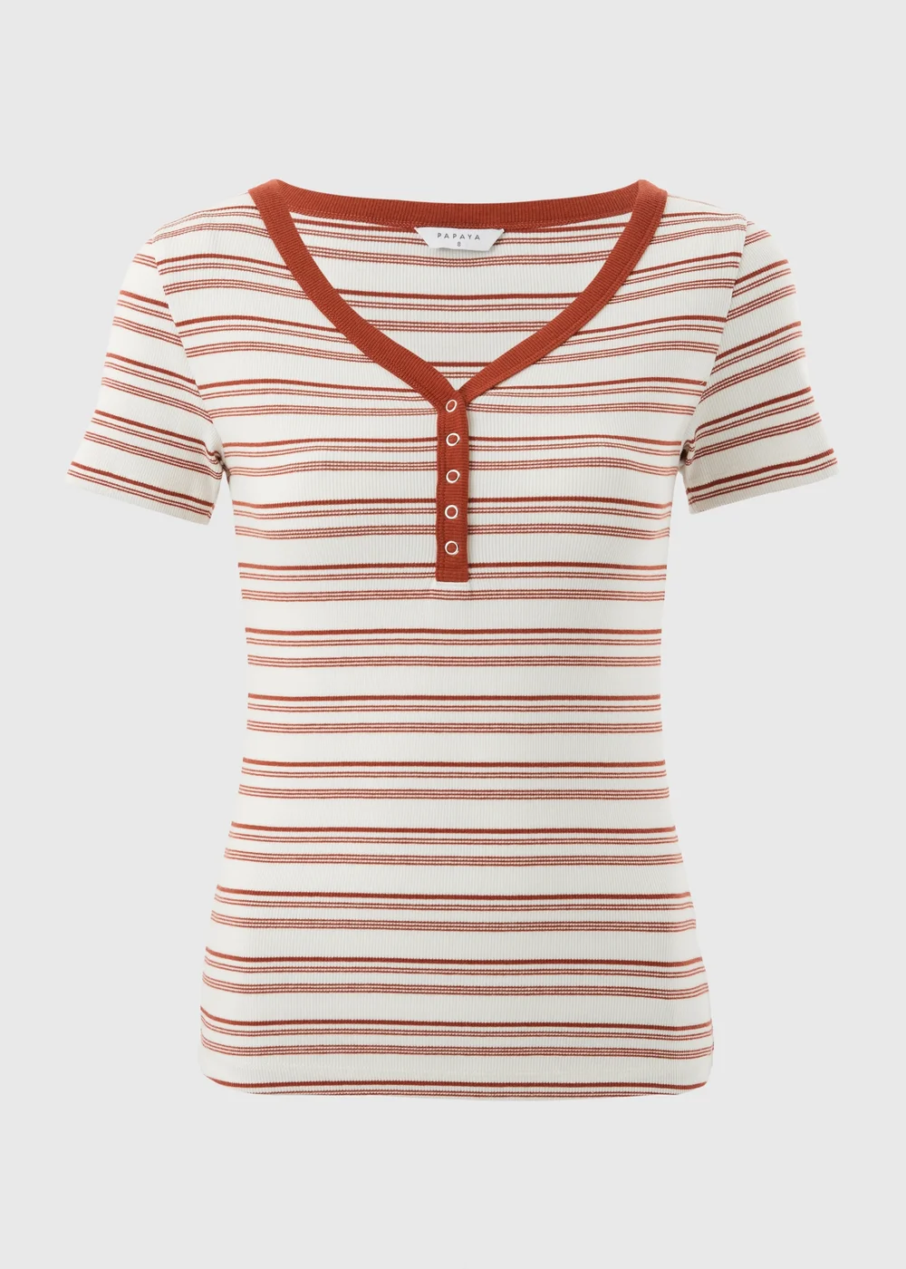 Orange Stripe Henley T-Shirt - 8 Image 2