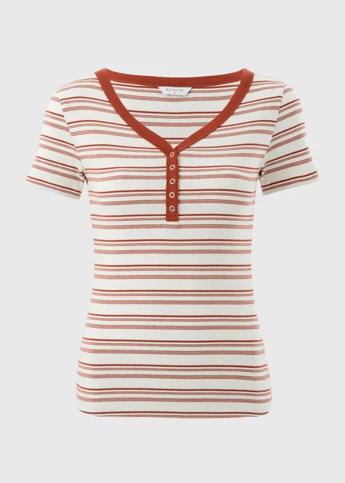 Orange Stripe Henley T-Shirt - 8 Image 2