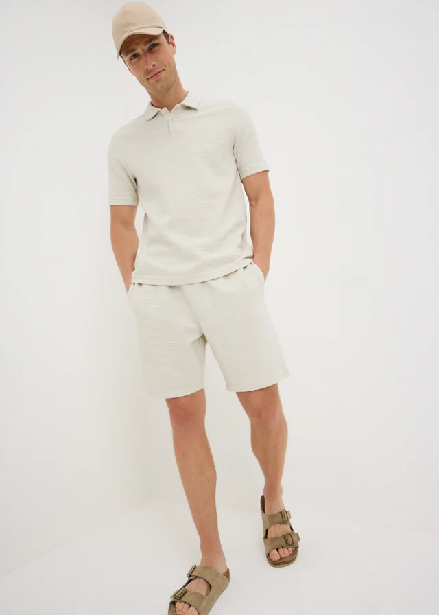 Ecru Space Dye Ottoman Co Ord Shorts