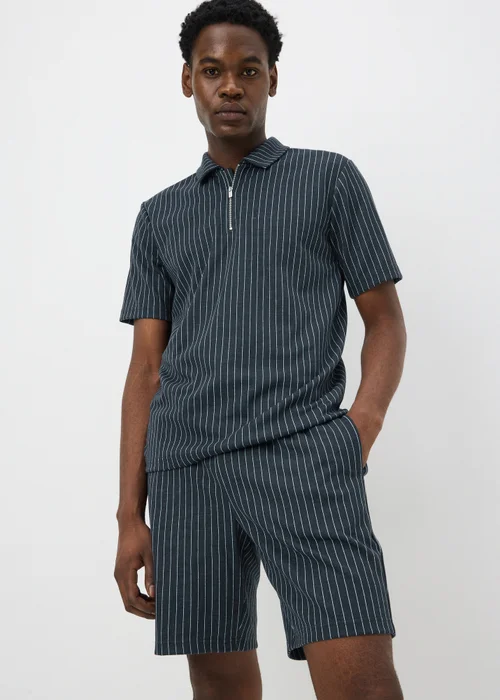 Navy Pinstripe Co Ord Shorts - S Image 2
