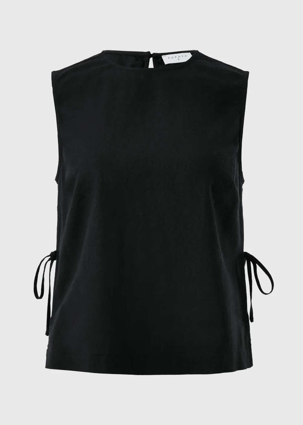Black Linen Blend Vest Top - Size 14 Image 4