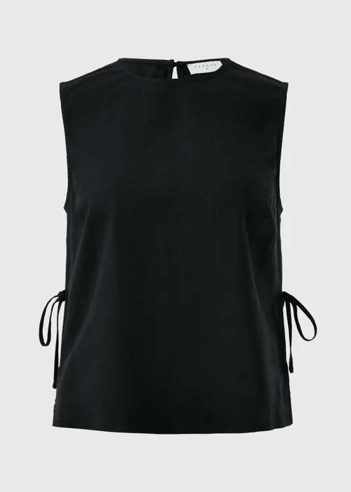 Black Linen Blend Vest Top - Size 14 Image 4