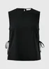Black Linen Blend Vest Top - Size 14 Image 4