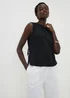 Black Linen Blend Vest Top - Size 14 Image 1