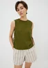 Olive Linen Blend Vest Top - 8 Image 2