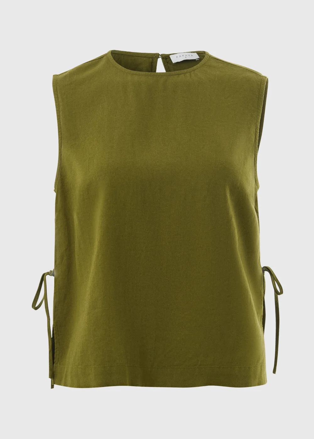 Olive Linen Blend Vest Top - 8 Image 4