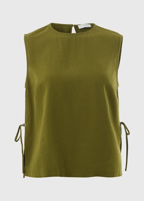 Olive Linen Blend Vest Top - 8 Image 4