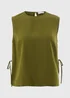 Olive Linen Blend Vest Top - 8 Image 4