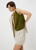 Olive Linen Blend Vest Top - 8 Image 1