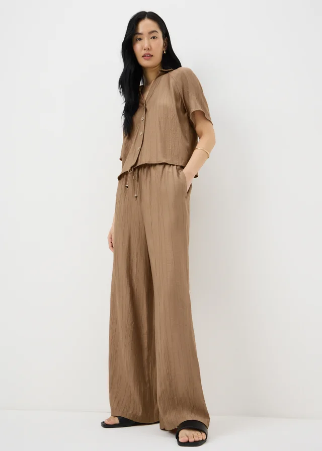 Caramel Crinkle Textured Co Ord Shirt
