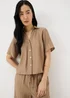 Caramel Crinkle Textured Co Ord Shirt - 8 Image 1