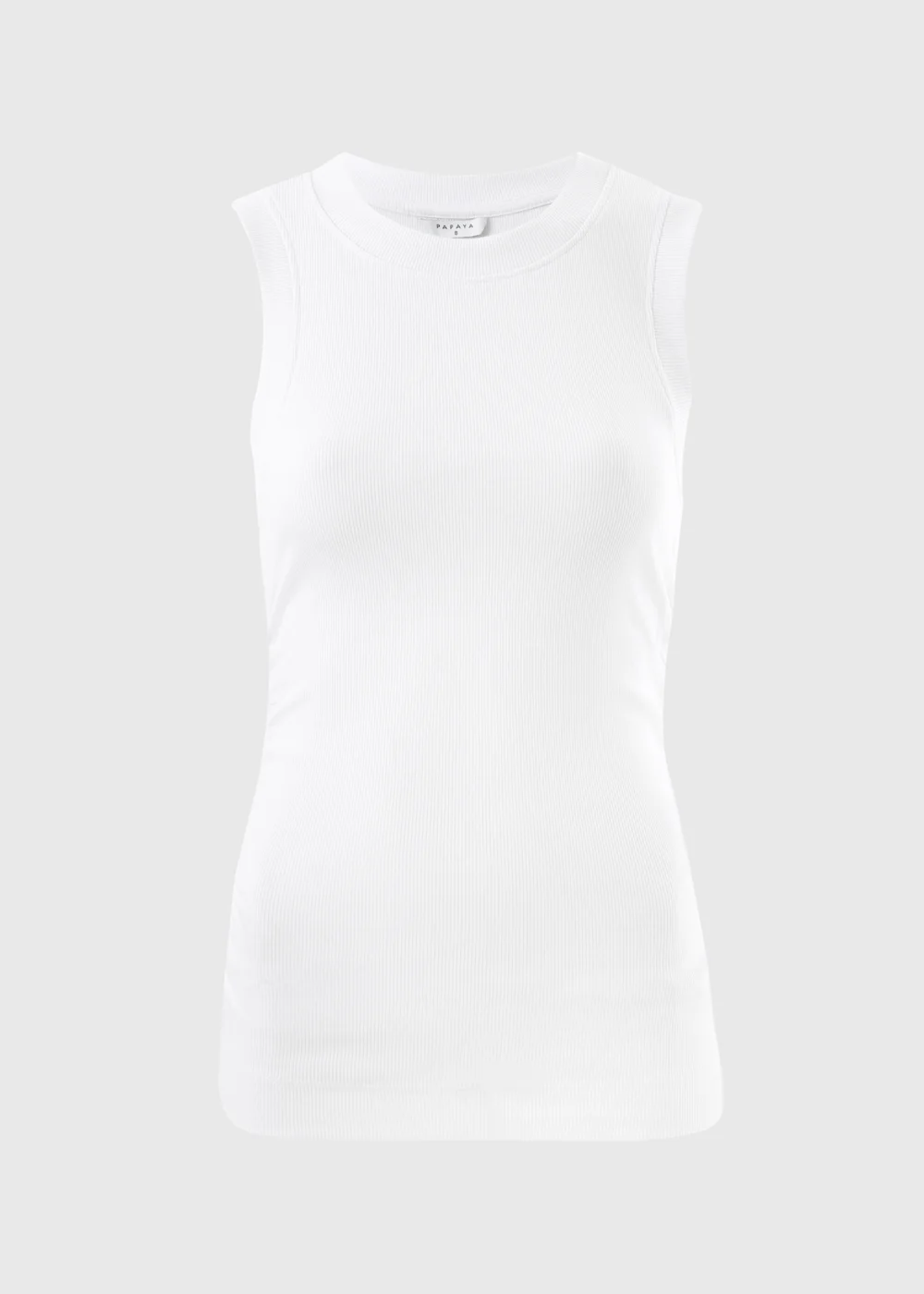 White Ruched Side Ribbed Vest Top - 8 Image 1